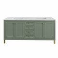 James Martin Vanities Chicago 72in Double Vanity, Smokey Celadon w/ 3 CM Arctic Fall Top 305-V72-SC-3AF